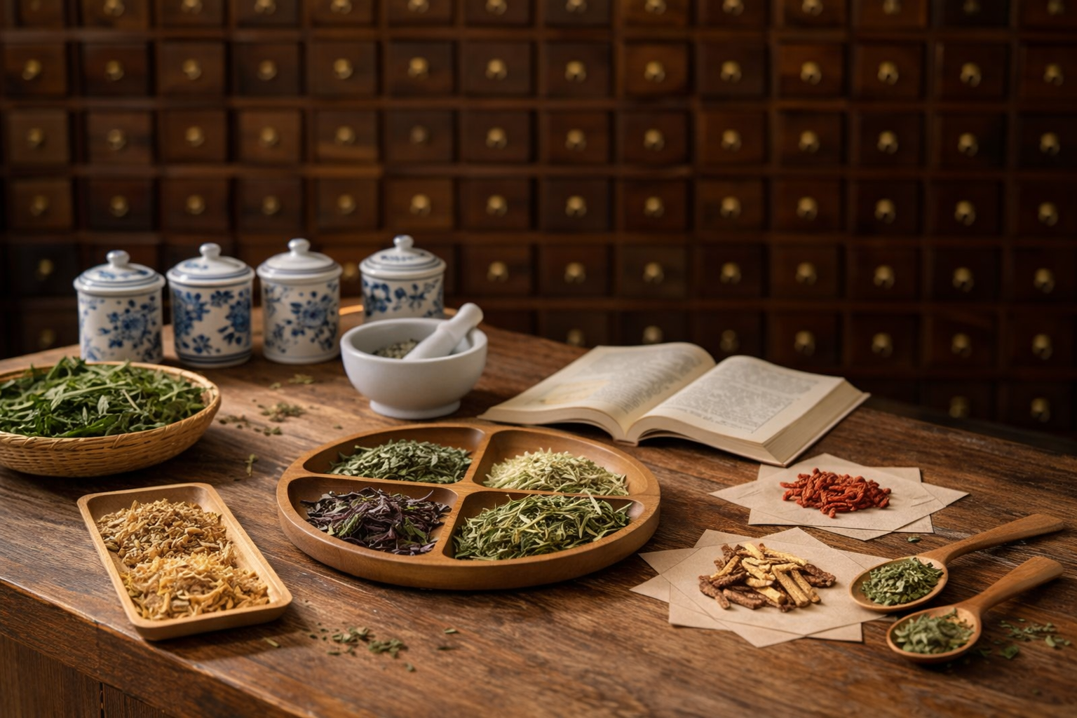 Thoughtfully arranged herbs used in MeadowCup formulations